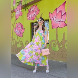 Lily Pulitzer Rivera Matcha Green Smocked Maxi Dress SZ XXS